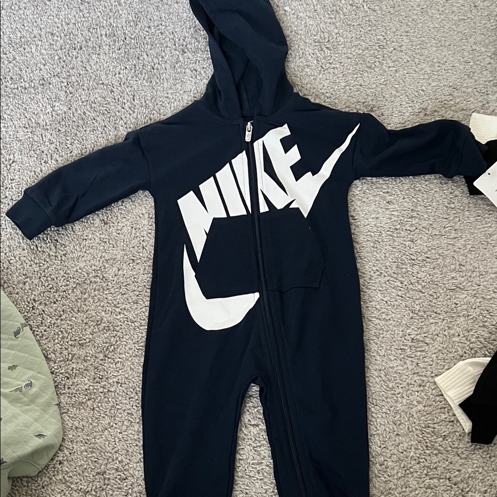 Nike Kids Navy and White Hooded Footie